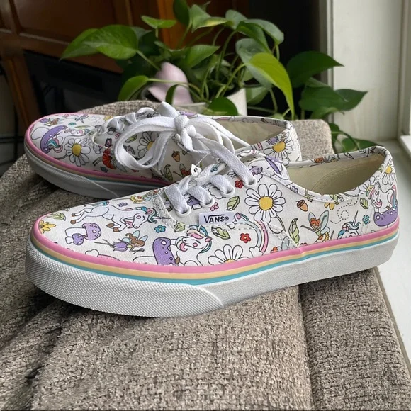 NWOT Vans Unicorn Mushroom Floral Canvas Sneakers Big Kid 4.5